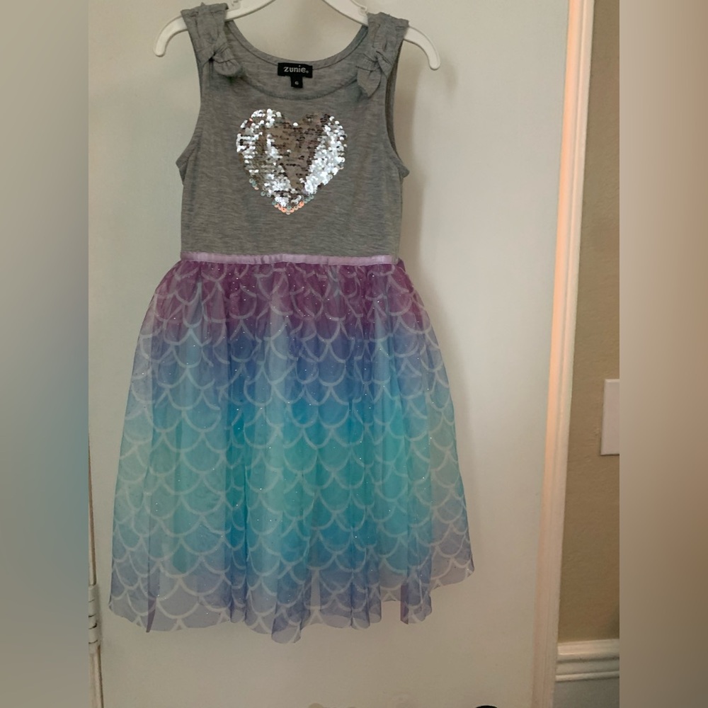 Zunie Gray Dress with Sequin Heart